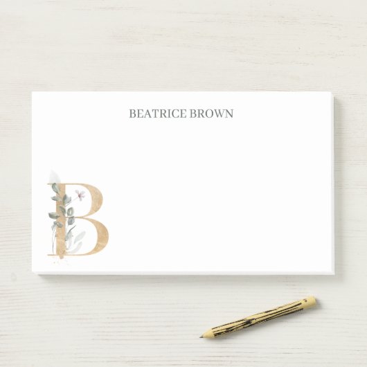 B Monogram Floral Aangepaste Post-it Opmerkingen Post-it® Notes (Op bureau)