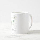 B Monogram Gold Greenery Leaves Elegant Name Koffiemok (Voorkant rechts)