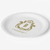 B Monogram Gouden Crest Monogram Papieren Bordje (Gekanteld)
