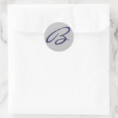 "B" MONOGRAM GRIJS EN MARINEBLAUW RONDE STICKER (Tas)