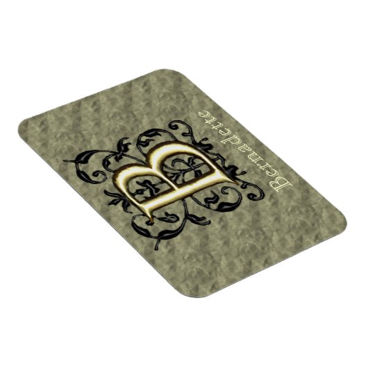 B - monogram in reliëfdruk (goud) magneet (Rechterzijde)