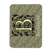 B - monogram in reliëfdruk (goud) magneet (Verticaal)