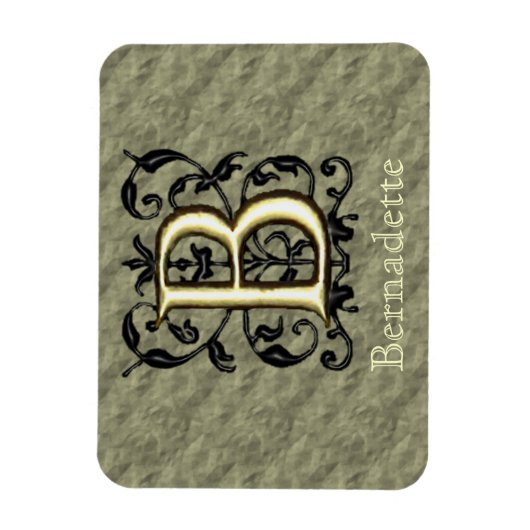 B - monogram in reliëfdruk (goud) magneet (Verticaal)