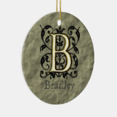B - monogram in reliëfdruk keramisch ornament (Rechts)