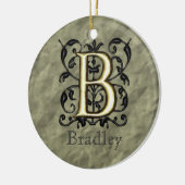 B - monogram in reliëfdruk keramisch ornament (Links)