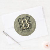 B - monogram in reliëfdruk ronde sticker (Envelop)