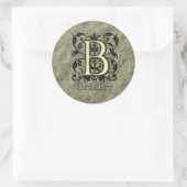 B - monogram in reliëfdruk ronde sticker (Tas)