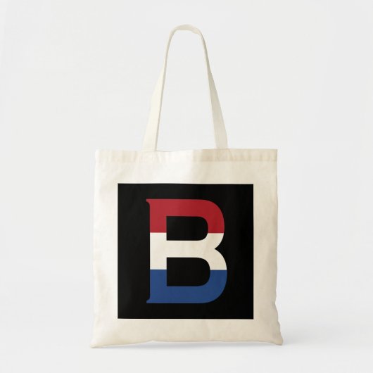 B Monogram ingesloten op NLD-vlag op bk btcn Tote Bag (Voorkant)