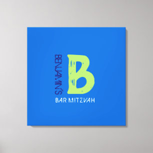 B Monogram Initiaal Bar Bat Mitzvah Sign-In Board Canvas Afdruk