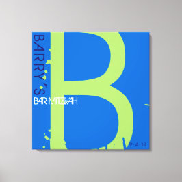 B Monogram Initiaal Bar Bat Mitzvah Sign-In Board Canvas Afdruk