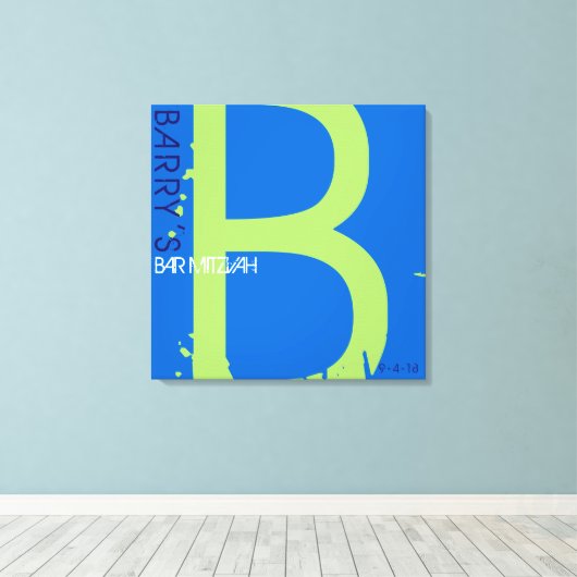 B Monogram Initiaal Bar Bat Mitzvah Sign-In Board Canvas Afdruk (Insitu (Houten vloer))