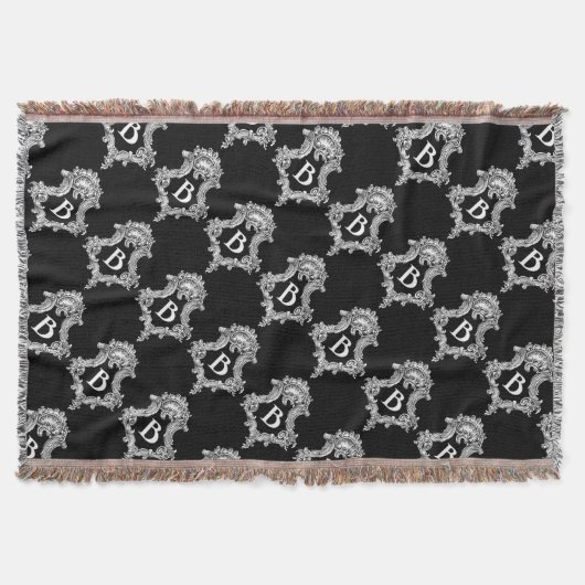 B Monogram Initiaal Throw Blanket Deken (Voorkant)