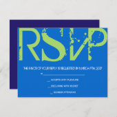 B Monogram Initialen Bar Bat Mitzvah Reply Card RSVP Kaartje (Voorkant / Achterkant)