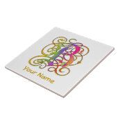 B Monogram Jouw naam "Gothische regenboog" Keramis Tegeltje (Zijkant)