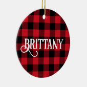B Monogram Letter Buffalo Check Foto Keramisch Ornament (Rechts)