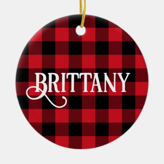 B Monogram Letter Buffalo Check Foto Keramisch Ornament (Voorkant)