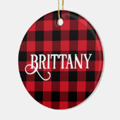 B Monogram Letter Buffalo Check Foto Keramisch Ornament (Links)