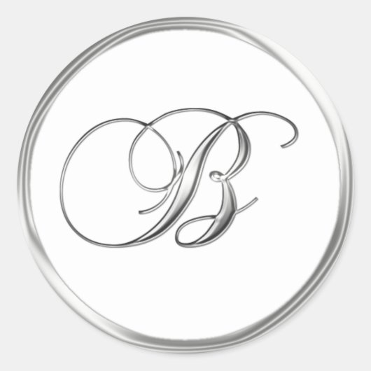 B Monogram Letter Sliver op White Wedding Seal Ronde Sticker (Voorkant)