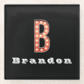 B Monogram Markttent Bulb Aangepast Glazen Onderzetter (Voorkant)