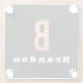 B Monogram Markttent Bulb Aangepast Glazen Onderzetter (Achterkant)