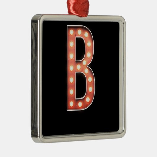 B Monogram Markttent Bulb Metalen Ornament (Rechts)