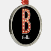 B Monogram Markttent Bulb Personalize Metal Orname Metalen Ornament (Rechts)