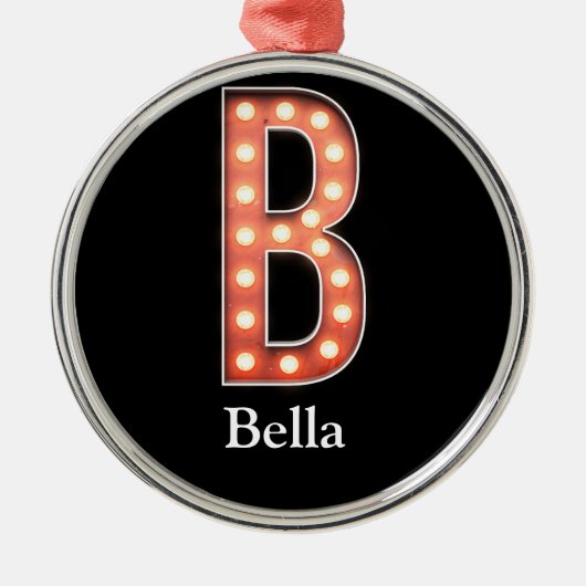 B Monogram Markttent Bulb Personalize Metal Orname Metalen Ornament (Voorkant)