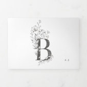 'B' Monogram mooi geborsteld Floral bruiloft Drieluik Uitnodiging (Cover)