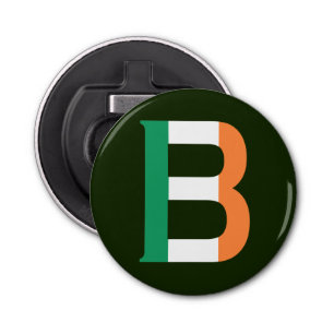 B Monogram overlay op Ierse vlag bocnt Button Flesopener