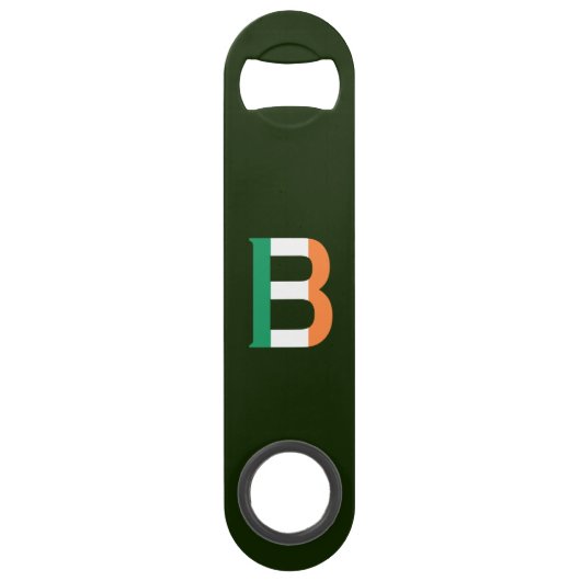 B Monogram overlay op Ierse vlag bocnt Speed Flessenopener (Voorkant)