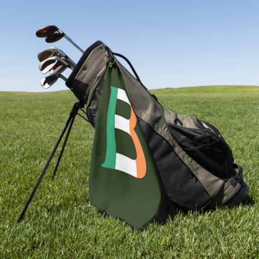 B Monogram overlay op Ierse vlag gtcnt Golfhanddoek (Groen)