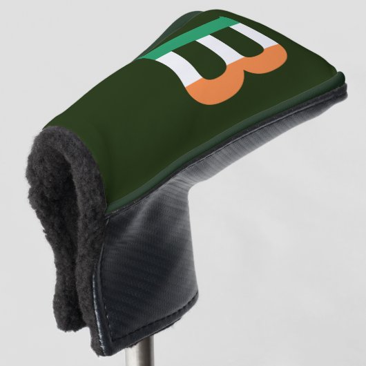 B Monogram overlay op Ierse vlag pcnt Golfheadcover (3/4 voorkant)