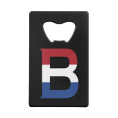 B Monogram overlay op NLD Vlag op bk bocnt Creditkaart Flessenopener (Achterkant)