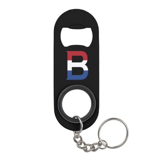 B Monogram overlay op NLD Vlag op bk bocnt Mini Flessenopener (Achterkant)