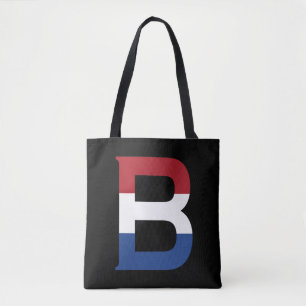 B Monogram overlay op NLD Vlag op bk stunt Tote Bag