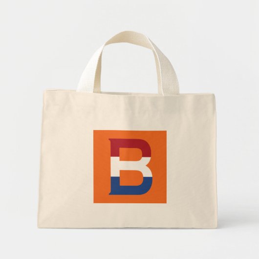 B Monogram overlay op NLD Vlag op of tct Mini Tote Bag (Voorkant)