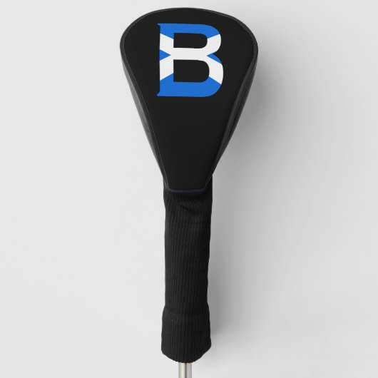 B Monogram overlay op Schotse vlag dcnt Golfheadcover (Voorkant)