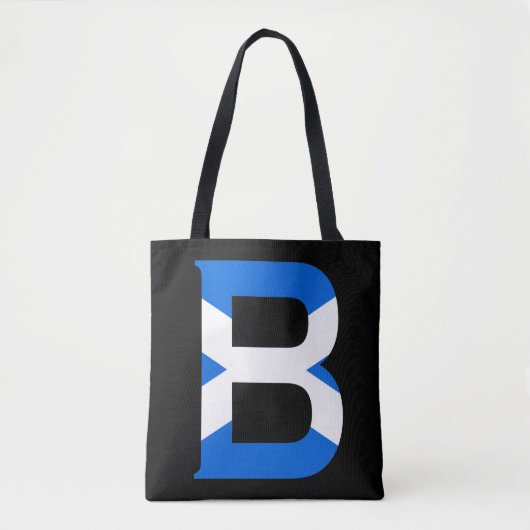 B Monogram overlay op Schotse vlag stint Tote Bag (Voorkant)