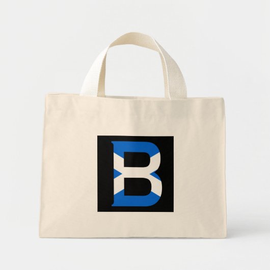 B Monogram overlay op Schotse vlag tcnt Mini Tote Bag (Voorkant)