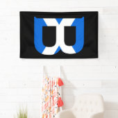 B Monogram overlay op Schotse vlag (v) bnrt Spandoek (Insitu)
