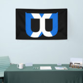 B Monogram overlay op Schotse vlag (v) bnrt Spandoek (Beurs)