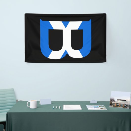 B Monogram overlay op Schotse vlag (v) bnrt Spandoek (Beurs)