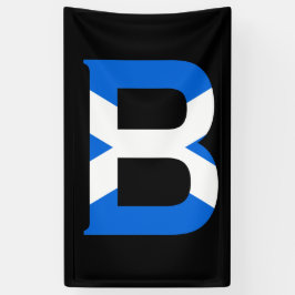 B Monogram overlay op Schotse vlag (v) bnrt Spandoek