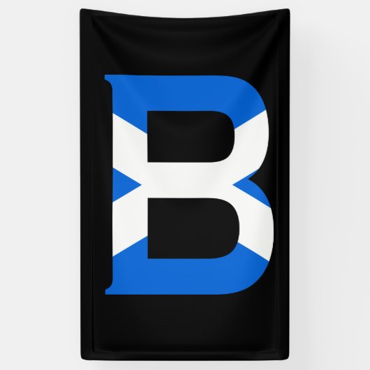 B Monogram overlay op Schotse vlag (v) bnrt Spandoek (Verticaal)