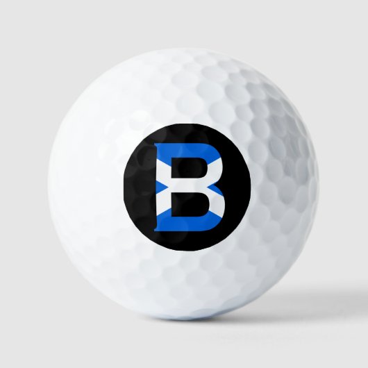 B Monogram overlay op Schotse Vlag vgbt Golfballen (Voorkant)