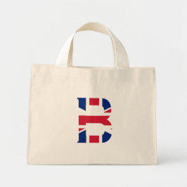 B Monogram overlay op Union Jack Flag tcnt Mini Tote Bag