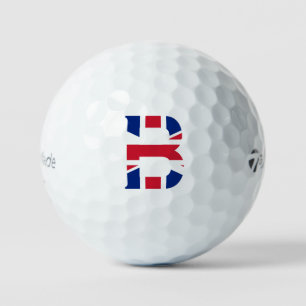 B Monogram overlay op Union Jack Flag tmtp5 gbt Golfballen