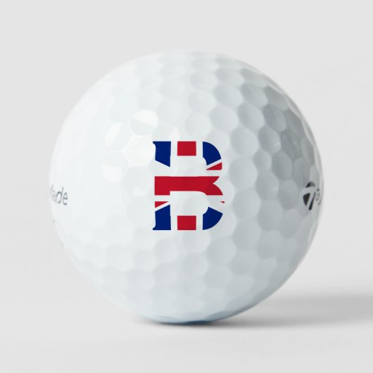 B Monogram overlay op Union Jack Flag tmtp5 gbt Golfballen (Voorkant)