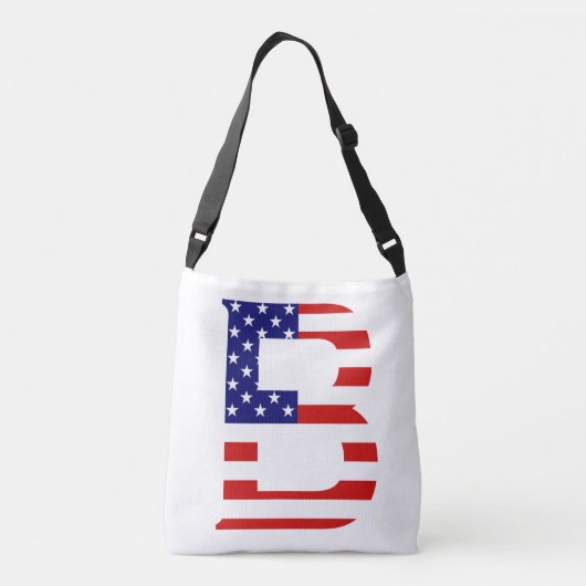 B Monogram overlay op USA Flag cbbcnt Crossbody Tas (Achterkant)
