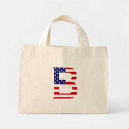 B Monogram overlay op USA Flag jtcnt Mini Tote Bag